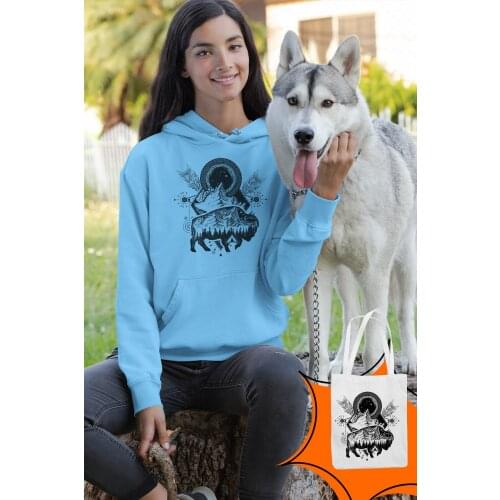 Angemiel Wear Ethnic Blue Women 'S Hooded Sweatshirt Bags Kombin