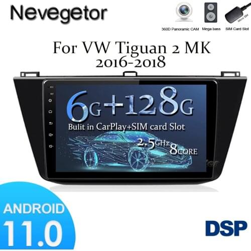 Android Car DVD For VW Volkswagen Tiguan ( 2016-2019) Car Radio Multimedia Video Player Navigation GPS Android 11.0 Double Din