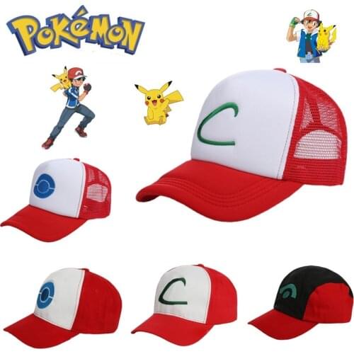 Pokemon Pikachu Adult Embroidered C Baseball Cap Xiaozhi with The Same Cap with Sunshade and Breathable Mesh Hat Christmas Gift