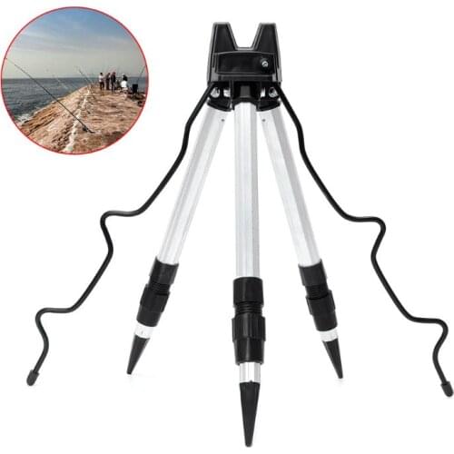 Fishing Rod Holder Triangle Support Pole Mount Telescopic Aluminum Alloy 2 Section Stretch Portable Outdoor Sea Fishing Tripod T