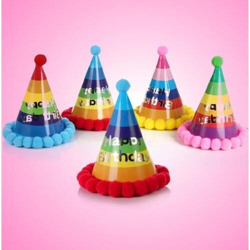 Children Birthday Party Hat Multi Colors Baby Boys Girls Birthday Caps Happy Birthday for Sale LX8552