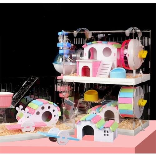Hamster House Acrylic Villa Transparency Double Three Layers Guinea Pig Cage Small Pet For A Hamster Bservation Nest Take Trsy