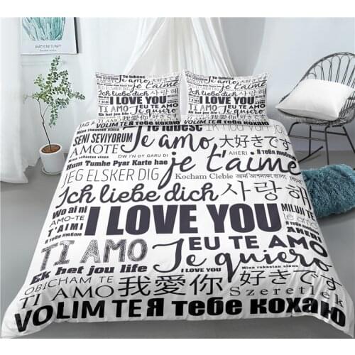 Home Living Luxury 3D Love Language Print 2/3Pcs Comfortable Duvet Cover PillowCase Bedding Sets Queen and King EU/US/AU Size