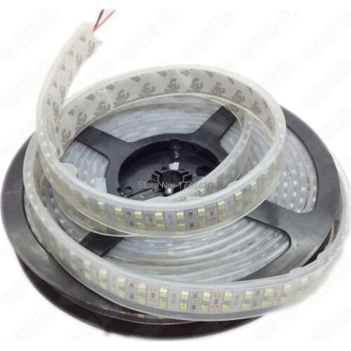 Double Row LED Strip SMD3528 Tube Waterproof IP67 DC 12V LED Strip Lights Warm White 3000-3500K Strip Lights Outdoors 240Leds/m