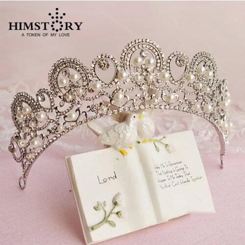 Elegance Princess Bride Bridemaid Married Hair Accessory Wedding Pearl Rhinestones Queen Tiaras Hair Crown