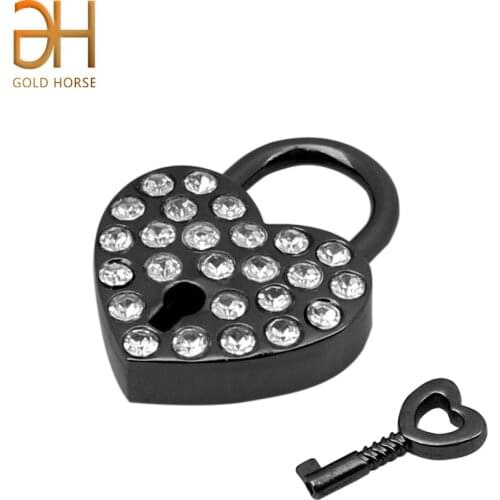 Luggage Hardware Accessories Golden Heart-Shaped Lock With Key Diamond decoration Cabinet/Drawer/Bag Keyed Padlock