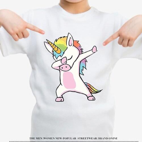 JD1-20 Dabbing Unicorn Tshirt Kids T Shirt Boys Short Sleeve t-shirts Girls summer Tops child Fashion Cartoon Printed Tee Shirts