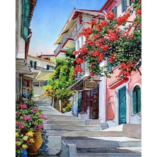 GATYZTORY Diy Frame Flower House Landscape Painting By Numbers Kit Modern Wall Art Picture Acrylic Paint By Numbers For Gift