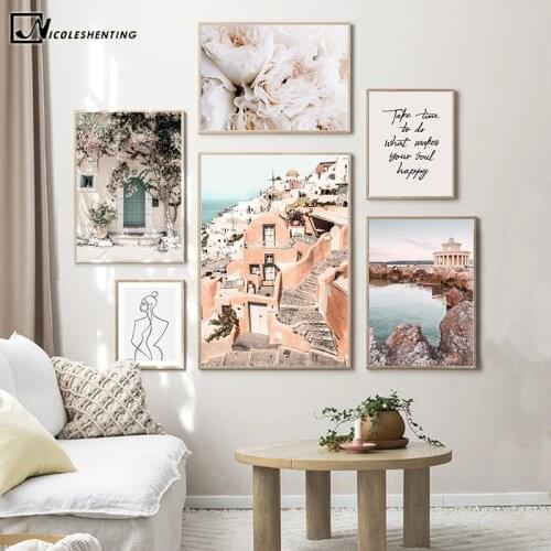 Greece Aegean Sea Sunrise Landscape Canvas Painting Scandinavian Poster Nordic Wall Art Print Photography Decoration Picture