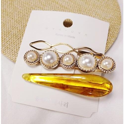 Ins Hot 3Pcs/Set Women Pearl Hair Clip Metal Pearl Clip Alloy BB Hairgrip Sweet Hairpins Barrettes Korean Hair Accessories Set
