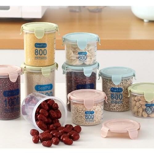 600/800ML Food Storage Container Plastic with Lids Kitchen Refrigerator Food Box Multigrain Storage Tank Transparent Sealed Cans