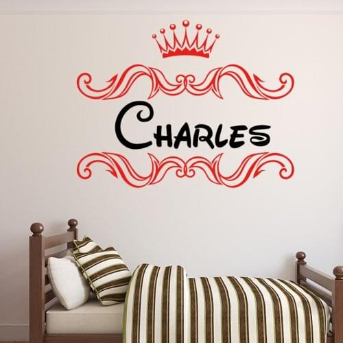 Princess Crown Custom Name Vinyl Wall Sticker For Nursery Kids Room Boys and Girls Room Decoration Decals Bedroom Stickers Mural