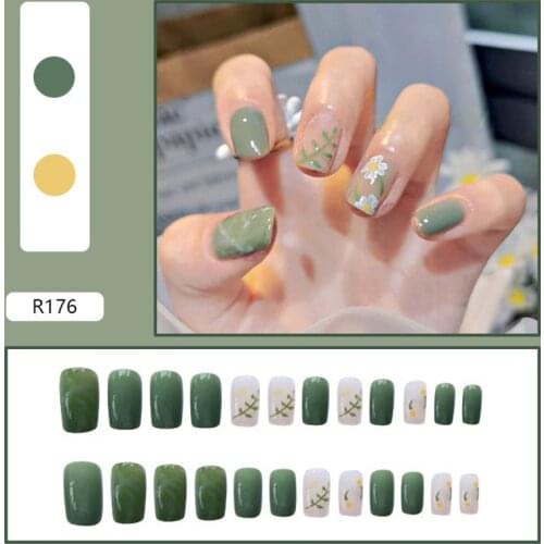 24pcs/Set Art False Nails Star Cloud Marbling Fake Nails With Glue Fashion Wearable Removable Artificial Design Hакладные Hогти