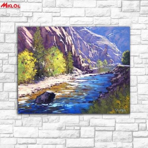 Wall Art Stream valley Landscape painting Painting For Living Room Home Decoration Oil Painting On Canvas Wall Painting no fram