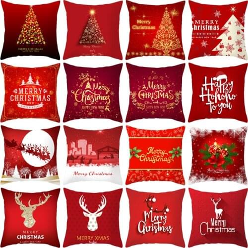 Cushion cover 45*45 Red Christmas Printed pillow covers sofa cushions Pillow cases Polyester pillowcase home decor KD-0385