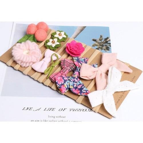 Baby Girls Hair Bows Headband 10pcs/set Stretchy Nylon Headbands for Girls Cute Prints Bows Headband Set Kids Hair Accessories