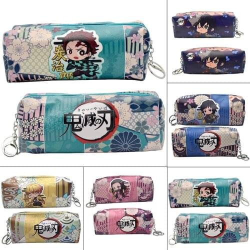 New Anime Demon Slayer: Kimetsu no Yaiba Synthetic Leather Pencil Pouch Kamado Tanjirou Cartoon Character Cosmetic Bag