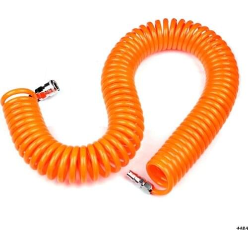 Polyethylene Recoil Air Hose Long with Bend Restrictor Industrial Quick Coupler and Plug Lightweight PE Compressor Hos