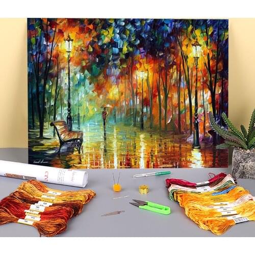 Stroll In The Fog Printed 11CT Cross-Stitch Full Kit DIY Embroidery DMC Threads Painting Knitting Sewing Handiwork Decor