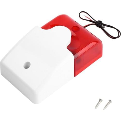 Mini Wired Strobe Siren Durable 12V Sound Alarm Strobe Flashing Red Light Sound Siren Home Security Alarm System 108dB