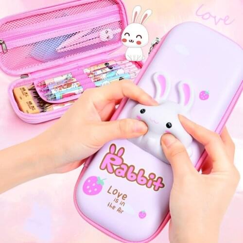 Unzip 3D pencil case DIY decompression stationery box School pen case Cute pencil bag Cartoon animal pencil box kid pen bag gift