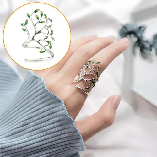 Adjustable Tree Branch Ring Graceful Gift For Lady Special Ring Love Hug Silver Color Ring Fashion Lady Open Ring Jewelry Gifts