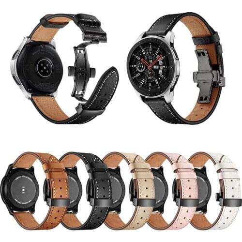 For Samsung Galaxy Watch 46mm Bands Newest Genuine Leather Steel Butterfly Watch Strap Band For Gear S3 Huawei Watch 2 pro 22mm
