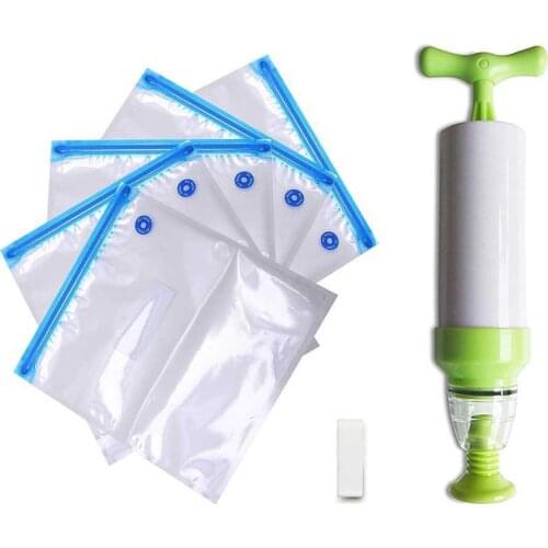 Manual Vacuum Food Bag Sealer Food Storage Bag Air Pump Suitable For Refrigerator Plastic Ziplock Seal Bag Reusable Preservation