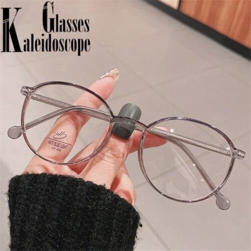 Blue Light Blocking Round Glasses Frame Women Men TR90 Spectacle Frames Optical Computer Prescription Eyeglasses Fake Glasses