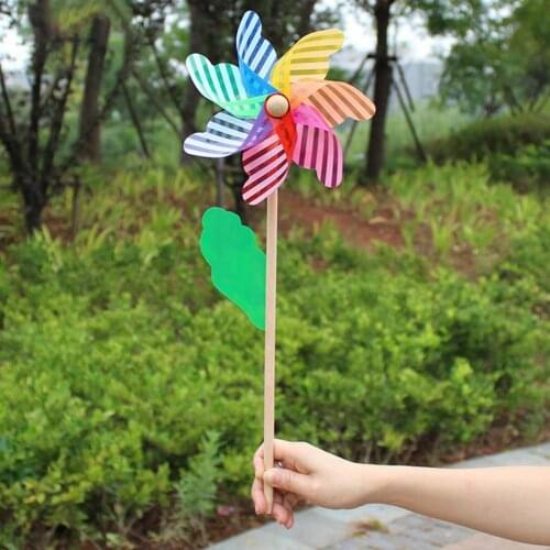 Windmill Light Weight Portable Seven Leaves Kids Colorful Pinwheel Toy for Gift