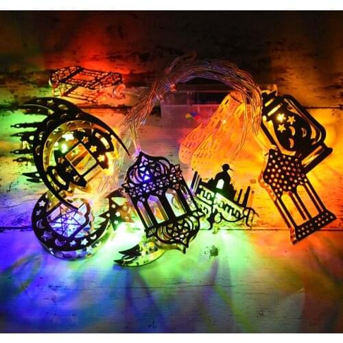 Ramadan Decoration Moon Star Palace Led Light Garland String EID Mubarak Hanging Decor For Home Islam Muslim Party Supplies