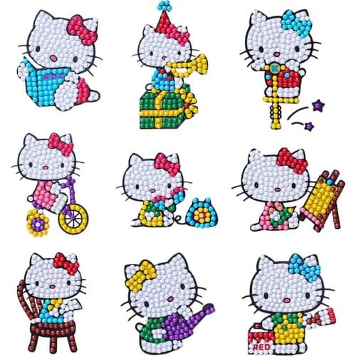 Embroidery Cartoon Stickers Graffiti 5D DIY Diamond Painting Cat Animals Diamond Mosaic Stickers Rhinestone Arts Kid Room Decor