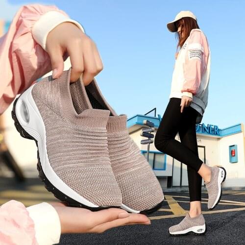 Women Tennis Shoes Sport Shoes Outdoor Sneakers Wedge Platform Shoes Height Increase 6CM Breathable Sock Footwear Zapatos Mujer