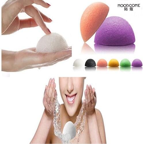 1pcs Natural Konjac Konnyaku Facial Puff Face Wash Cleansing Sponge Green Pink White 4 color available GJ30