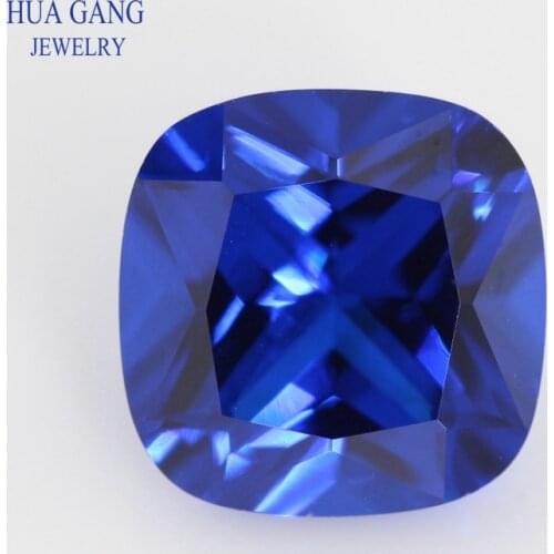 113# Blue Cushion Cut Shape Loose Synthetic Spinel Stone For Jewelry Size 3x3mm~12x12mm
