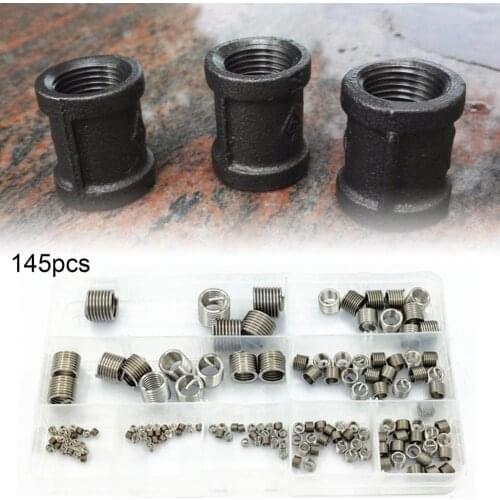145Pcs M2-M12 Wire Thread Inserts Boxed Complete High Strength Practical Thread Sleeve Set for FRP Thread Thread Sleeve Set