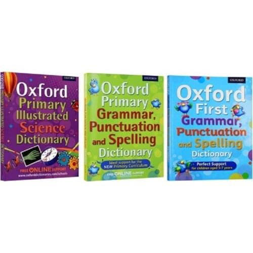 3 Books Oxford First Grammar Punctuation and Spelling Dictionary +Oxford Primary Grammar + Oxford First Illustrated Science book