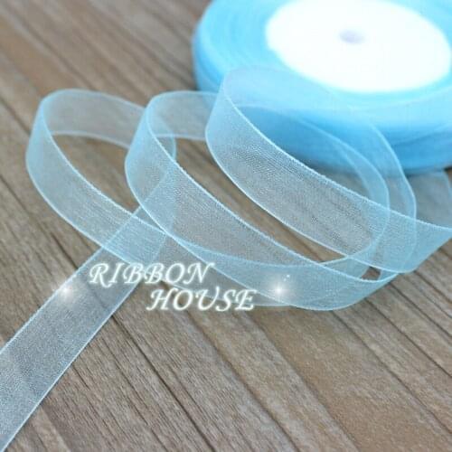 50 yards/roll) 1/2''(12mm) sky blue organza ribbons wholesale gift wrapping decoration Christmas ribbons