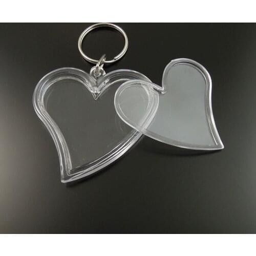 8PCS Transparent Clear Heart Photograph Case Keychain Keyrings Findings Gift Keychain Women Men Key Chain Key Holder Gifts