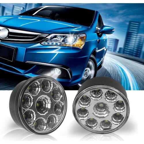 9 LED DRL Round Car Fog Lamp Driving Daytime Running Lights Head Light White LED Motorcycle Headlight fog light foglight CJ