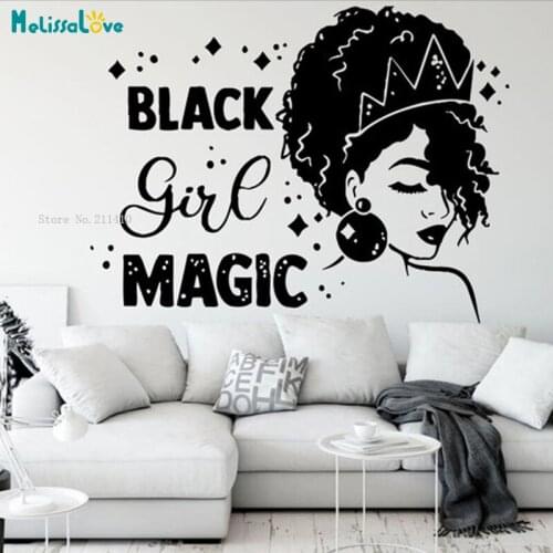 African Girl Magic Wall Art Stickers Beautiful Girl Beauty Decor Women Decals Blessed Room Gifts Removable YT5563