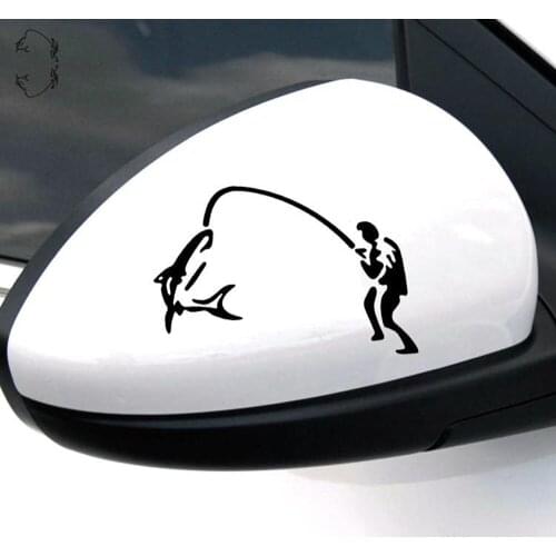 Aliauto 2 X Go Fishing Car Rearview Mirror Sticker and Decal Accessories for Ford Focus Opel Renault Volkswagen Golf Peugeot