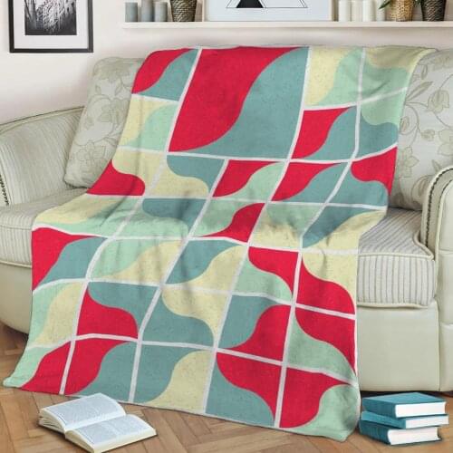 Abstract Geometric Pattern 3D Printed Velvet Plush Throw Fleece Blanket Bedspread Sherpa Blanket Home Decora