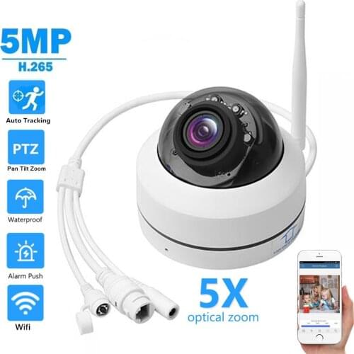 5MP Wifi Auto Tracking CCTV Home Security IP Camera Wireless PTZ 2.7-13.5mm 5X Optical zoom ONVIF Audio Microphone 128GB CamHi