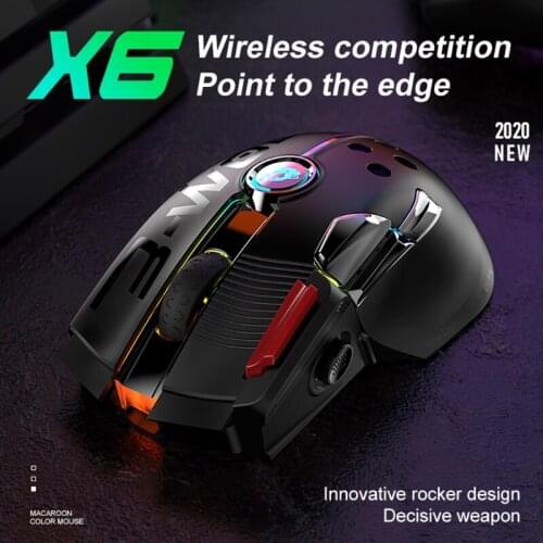 X6 Wireless Rechargeable Gaming Mouse Dual Mode Mechanical Mouse 12000 DPI with Backlight