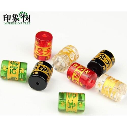 10Pcs 12*8mm Black Clear Green Red Crystal Beads Buddhism Om Mani Padme Hum Mantra Handmade Bracelet For DIY Jewelry Making 2900