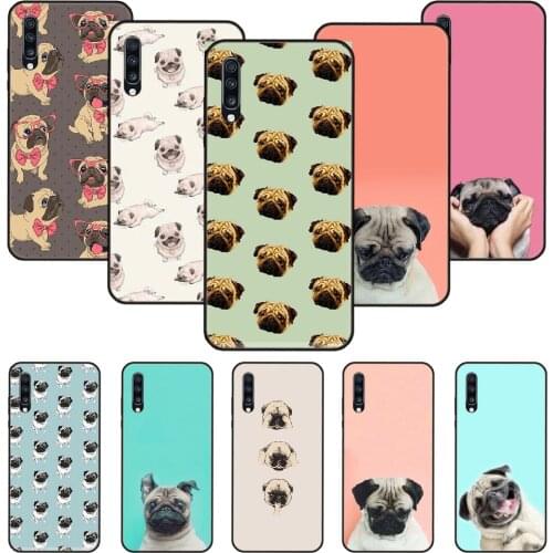 Phone Case For Samsung Galaxy A 50 51 71 70 7 5 10 20 30 40 41 21 S E Black Cover Coque 3D Cute Pink Pug Dog French Bulldog
