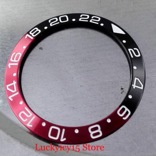 Watch Parts 38mm Black Red Pepsi Alloy Watch Bezel Fit 40mm Automatic Mens Watch