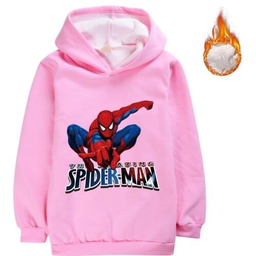 Spiderman Fashion Cartoon Fall/winter Childrens Wear Double Thick Nondownpour Hoodies For Boys And Girls