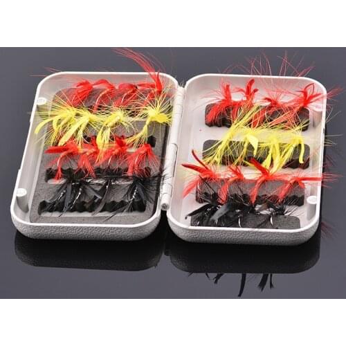 Shared With Fish 32Pcs/Box Wet Fly Red/Yellow/Black Quill Trout Fishing May Flies with Free Box